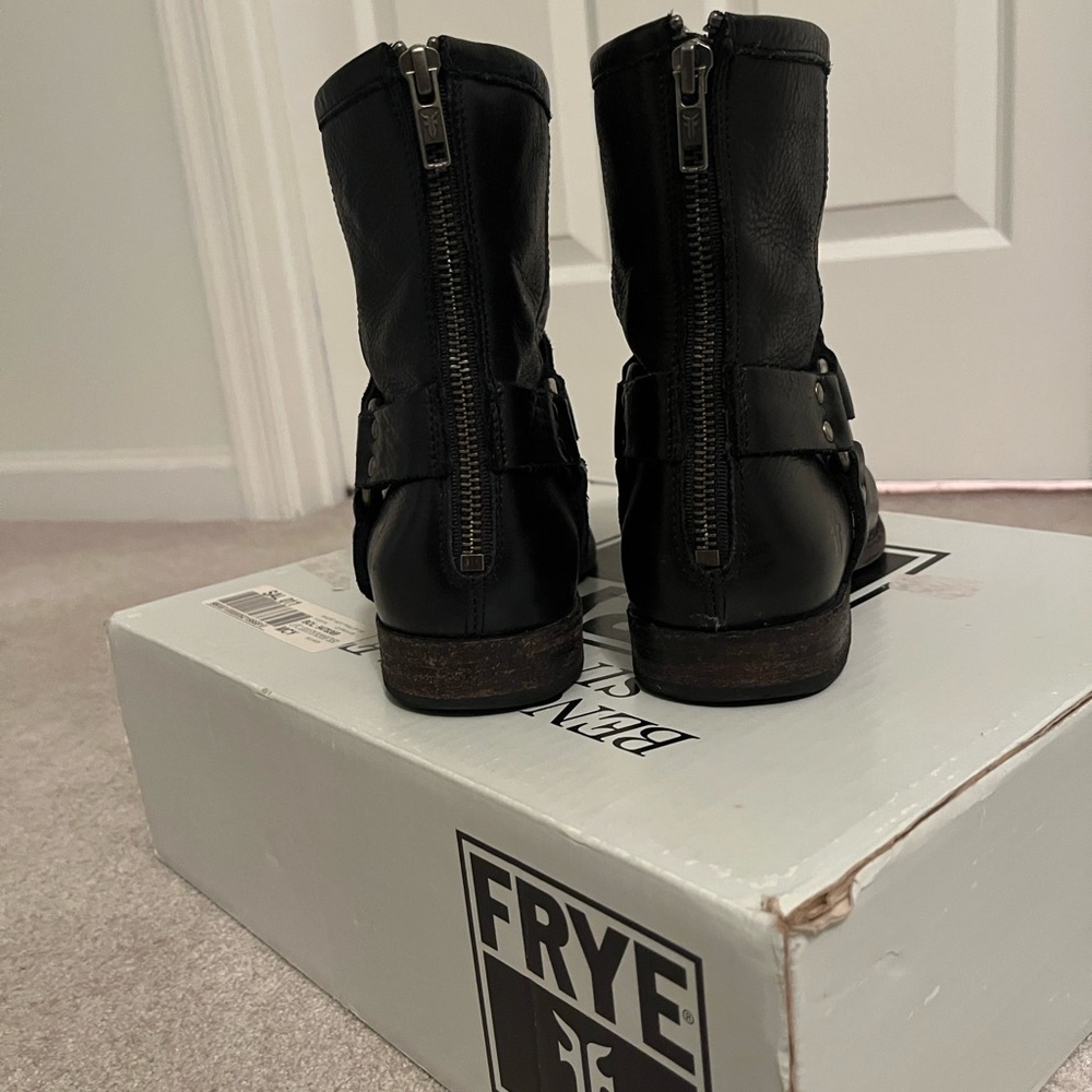 Frye Phillip Harness Black Leather Boots 9.5 - Picture 10 of 10